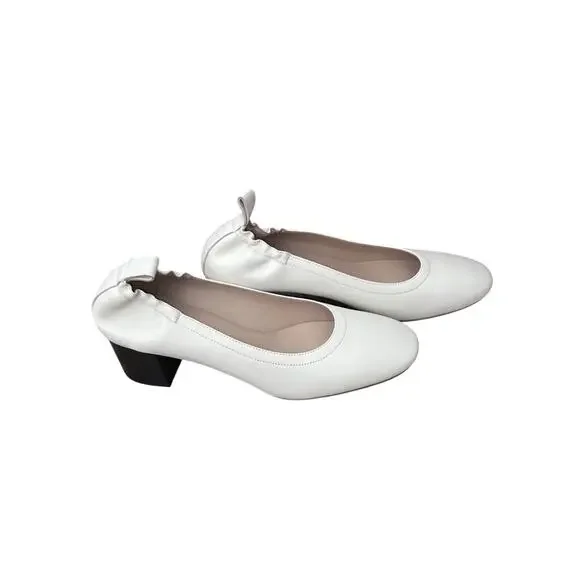 New Everlane The Day Heel Leather Slip On Pump Shoes Cream Size 10 Minimalist - Picture 3 of 8